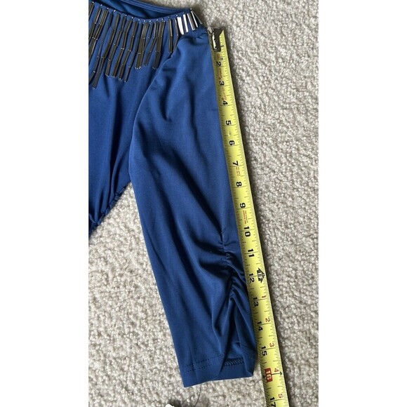 ADRIANNA PAPELL Beaded Shealth Dress Women 4 Blue Ruched 3/4 Sleeve Cocktail NEW - Picture 16 of 16